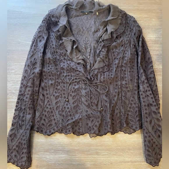 100% silk Elie Tahari ruffled vintage jacket . - Picture 2 of 6